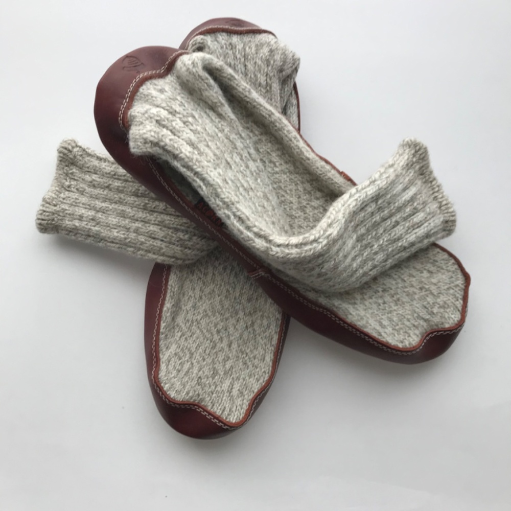Acorn The Original Sweater Slipper Sock Men's Size 12-13 Cushion Gray Ragg Wool